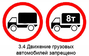Знак - движение грузового транспорта запрещено