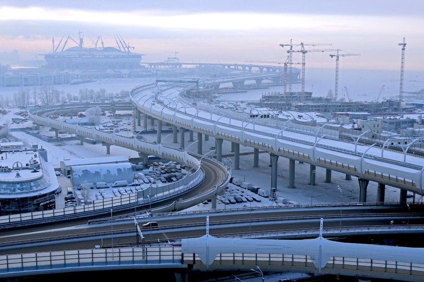 Новая развязка ЗСД в районе Нового шоссе в Петербурге обретает очертания.