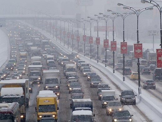 Пробки в Москве зимой